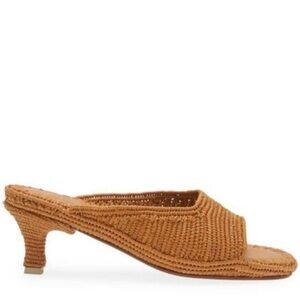 CARRIE FORBES Port Raffia Kitten-Heel Slide Sandals NEW